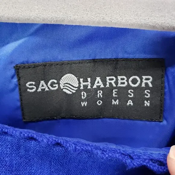 Sag Harbor Women's Blue Linen Blend Embroidered Maxi Dress Size 18W - Picture 8 of 14